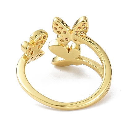 Бабочка настоящая 18 позолоченные кольца-манжеты для девочек, женщин, подарок, открытые кольца из латуни, микропаве, кубический цирконий, cmолой