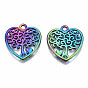 Hollow Rainbow Color Alloy Pendants, Cadmium Free & Lead Free, Heart with Tree