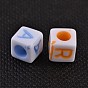 Acrylic Horizontal Hole Letter Beads, Craft Style, Cube, Mixed Color, 6x6x6mm, hole: 3mm