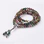 Natural Indian Agate Wrap Bracelets, with Alloy Findings, Four Loops