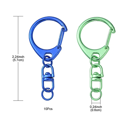 10Pcs Spray Painted Alloy Swivel Snap Hook, Keychain Clasps Findings