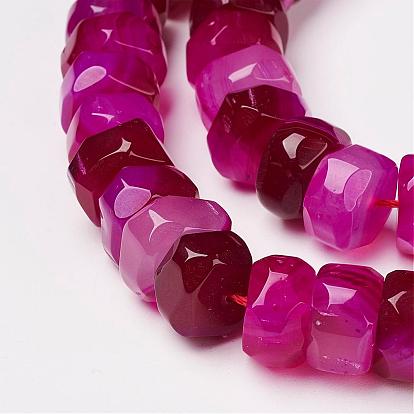 Natural Agate Beads Strands, Faceted, Rondelle, Dyed