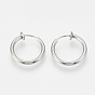 201 Stainless Steel Retractable Clip-on Hoop Earrings, For Non-pierced Ears, with 304 Stainless Steel Pins and Spring Findings
