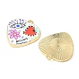 Printed Alloy Pendants, Golden, Stamp with Heart