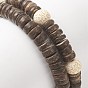 2 pcs 2 style croix bois naturel et bracelets extensibles en perles de noix de coco pour femmes