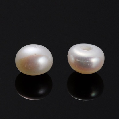 Perlas naturales perlas de agua dulce cultivadas, cuentas sueltas para hacer joyas, medio-perforado, rondelle 3~3.5x3 mm, agujero: 0.8 mm