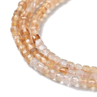 Gradient Color Natural Citrine Beads Strands, Faceted, Square