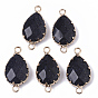 Gemstone Links/Connectors, with Golden Tone Brass Open Back Settings, Faceted, Teardrop