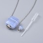 Natural Gemstone Perfume Bottle Pendant Necklaces, with Brass Cable Chains, Lobster Claw Clasps and Plastic Dropper