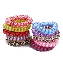 Printed Plastic Telephone Cord Elastic Hair Ties, Ponytail Holder, 55mm