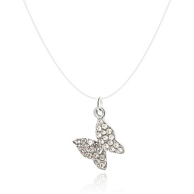 Alloy with Rhinestone Pendant Necklace for Women