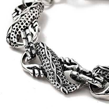 Мужской браслет-цепочка из сплава с бесконечным звеном и застежкой в виде головы дракона, готические металлические украшения