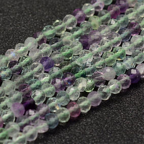 Natural Fluorite Beads Strands, Faceted, Rondelle