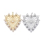 Brass Micro Pave Clear Cubic Zirconia Pendants, Long-Lasting Plated, with Jump Rings, Heart
