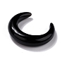 Natural Obsidian Beads, No Hole, for Wire Wrapped Pendant Making, Double Horn/Crescent Moon
