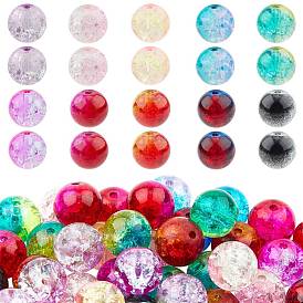 Transparent Crackle Glass Beads, Round