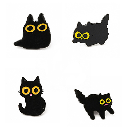 Эмалированная булавка с кошачьей тематикой, брошь из черного сплава для электрофореза для рюкзака, одежды
