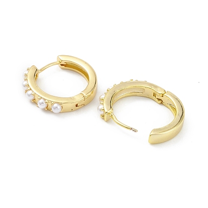 Cercle anneau rack placage laiton plastique perle perle créoles pour femmes, plaqué longue durée, sans plomb et sans cadmium