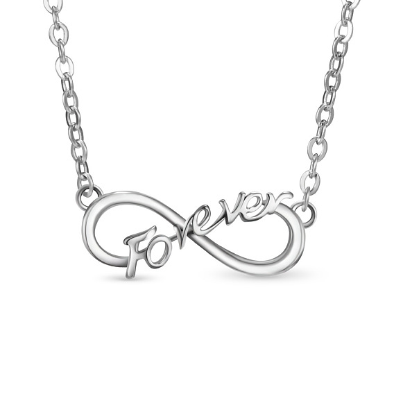 SHEGRACE Endless Love 925 Sterling Silver Pendant Necklace, Infinity Pendant with Word Forever