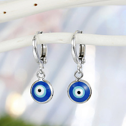 Exquisite Evil Eye Earrings in Turkish Blue with Oil Drop Detail