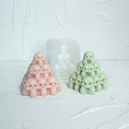 DIY 3D Halloween Skull Pyramid Candle Food Grade Silicone Molds, for Scented Candle Making
