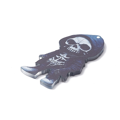 Gros pendentifs de style halloween en acrylique avec cloche en laiton et cordon en nylon, squelette