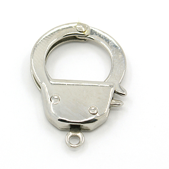 304 Stainless Steel Handcuff Clasps, 38x26mm, Hole: 2mm