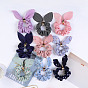 Rabbit Ear Polyester Elastic Hair Accessories, for Girls or Women, with Iron Findings, Scrunchie/Scrunchy Hair Ties