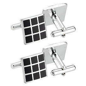 CHGCRAFT 2 Pairs Brass Cufflinks, Cufflink Finding Cabochon Settings for Apparel Accessories, Square
