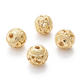 Alloy Hollow Beads, Round, Cadmium Free & Lead Free