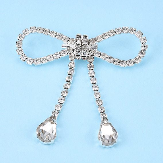Pasador de solapa con lazo de diamantes de imitación de cristal, insignia de latón creativa para ropa de mochila