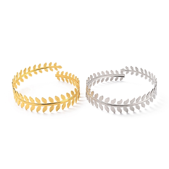 Bande de manchette en forme de feuille, alliage ouvert brassards bracelet pour fille femmes