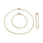 Bracelet à maillons en laiton, collier et ensembles de bijoux de cheville, avec 304 accessoires en acier inoxydable