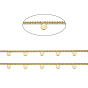 Handmade Brass Curb Chains, with Flat Round Charms and Spool, Soldered, Long-Lasting Plated