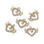 Brass Colorful Cubic Zirconia Pendants, with Jump Ring, Heart with Wings Charms