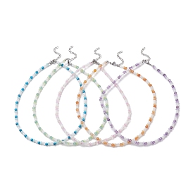 Glass Mushroom & Mixed Natural Gemstone Beads Necklaces, 304 Stainless Steel Jewelry for Women