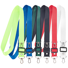 Nbeads 6Pcs 6 Colors Imitation Nylon Mobile Accessories, Cell Phone Lanyards, Adjustable Neck Strap, with Platinum Tone Iron Swivel Clasps & PP Plastic Slide Buckle