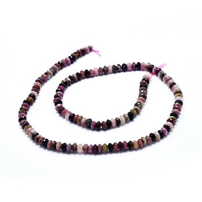 Natural Tourmaline Beads Strands, Faceted, Rondelle