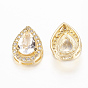 Brass Micro Pave Cubic Zirconia Slide Charms, Rack Plating & Long-Lasting Plated, Cadmium Free & Nickel Free & Lead Free, Drop