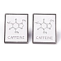 Alloy Enamel Brooches, Enamel Pin, for Teachers Students, with Plastic Clutches, Rectangle with Chemical Equation, Platinum, White