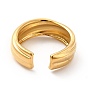 304 Stainless Steel Grooved Open Cuff Ring for Women
