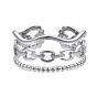 304 Stainless Steel Cable Chain Open Cuff Ring, Chunky Hollow Ring for Women