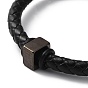 Leather Braided Round Cord Bracelet, with 304 Stainless Steel Magnetic Clasps & Beads for Men Women