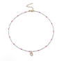 Collier pendentif coeur en alliage de zircone cubique avec chaînes de perles de verre pour femmes