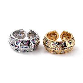 Colorful Cubic Zirconia Dome Ring for Her, Adjustable Cuff Finger Ring, Cadmium Free & Lead Free