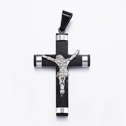 304 Stainless Steel Big Pendants, For Easter, Cross with Jesus