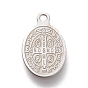 Ion Plating(IP) 304 Stainless Steel Pendants, Laser Cut, Oval, Saint Benedict Medal