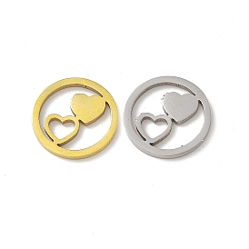 Valentine's Day 304 Stainless Steel Linking Rings, Ring with Double Heart