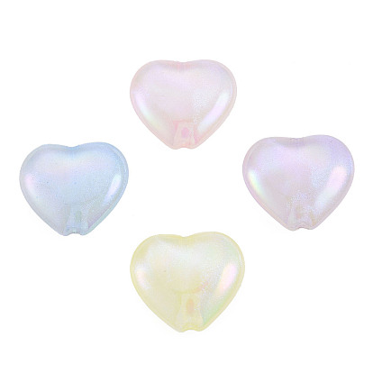 Perlas de acrílico chapadas en arco iris iridiscentes, perlas de brillo, corazón
