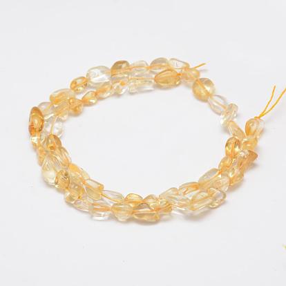 Natural Citrine Beads Strands, Tumbled Stone, Nuggets, Dyed & Heated